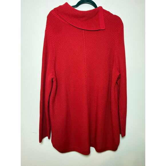 Talbots Plus Red Chevron  Stitch  Split Neck Size 2X - Picture 2 of 9